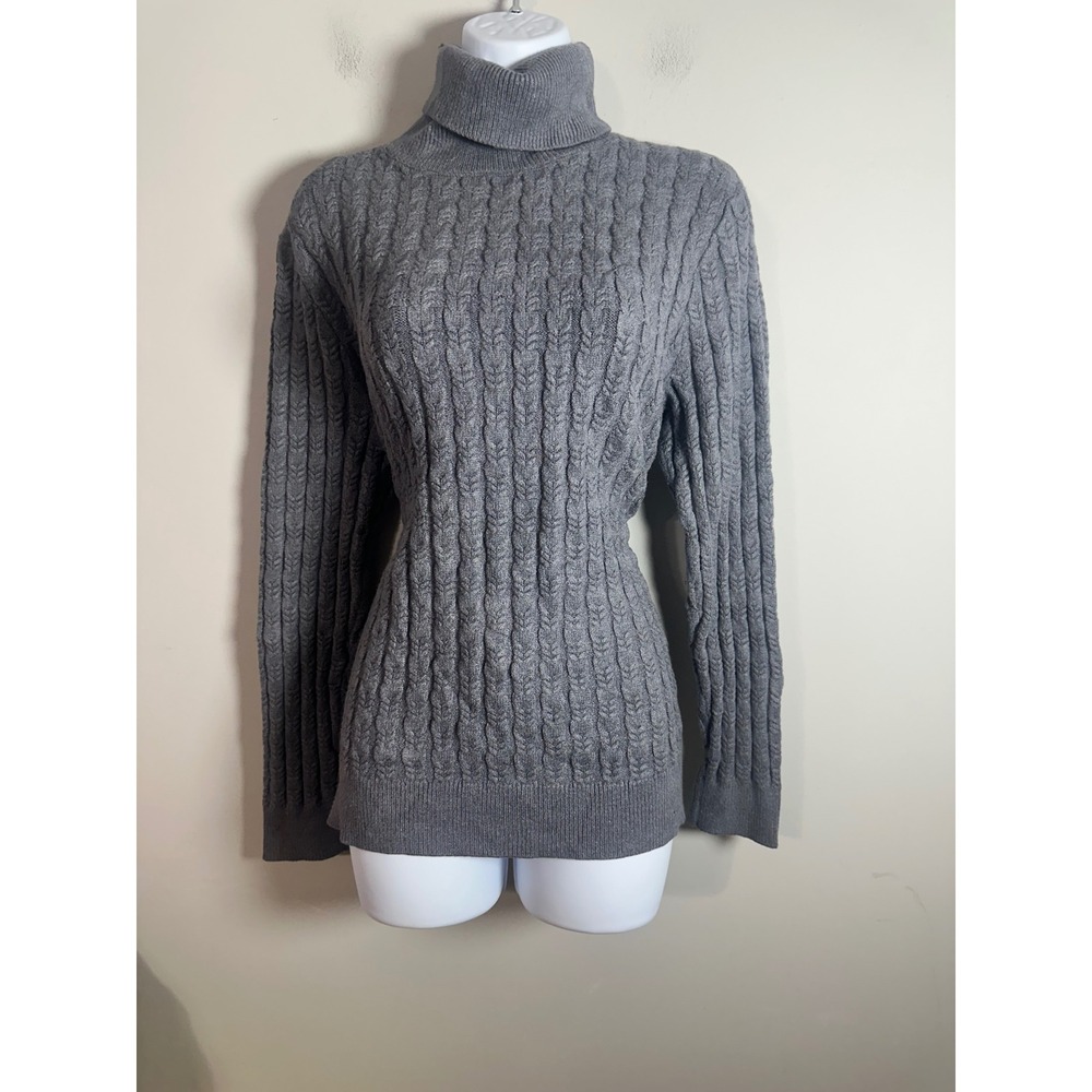 Philosophy Republic Clothing Grey Cable Knit Turtleneck Sweater Large
